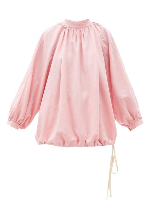 Matchesfashion.com Marrakshi Life - Balloon-sleeve Cotton-blend Canvas Top - Womens - Pink