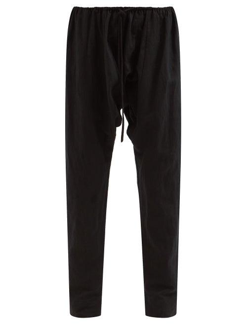 Fil De Vie - Marrakech Drawstring Linen Trousers - Womens - Black
