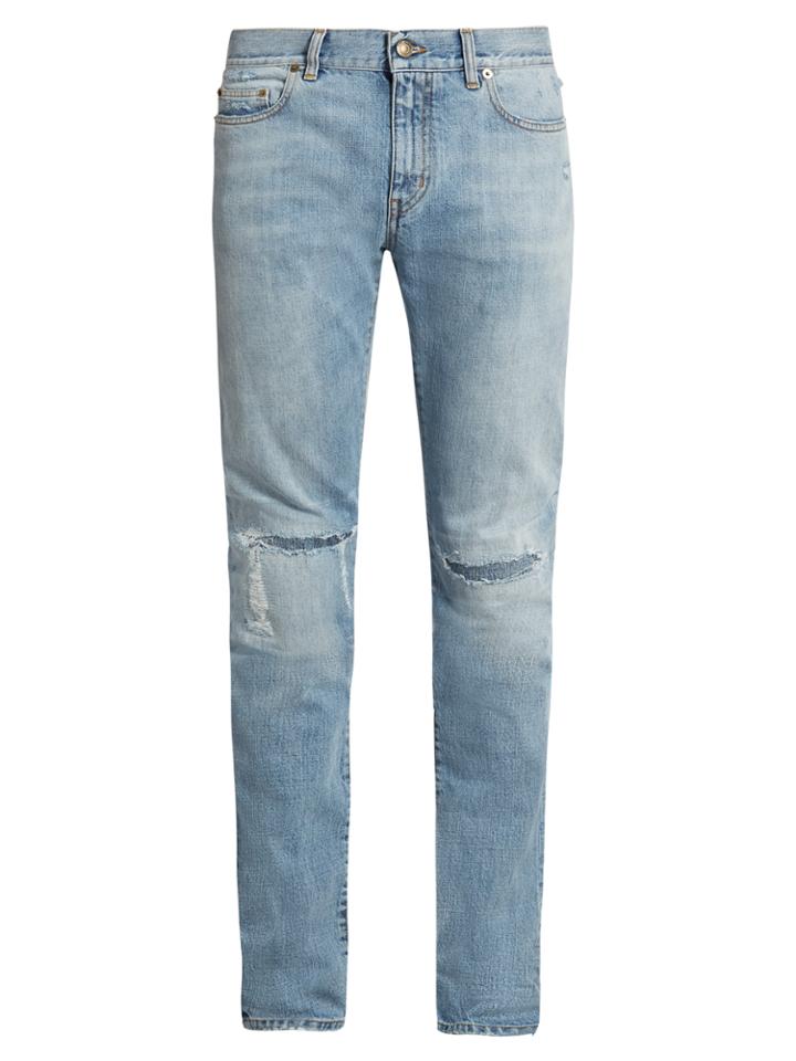 Saint Laurent Repaired-knee Skinny Jeans
