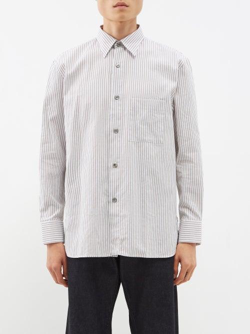 Sunflower - Alan Patch-pocket Striped Cotton Shirt - Mens - Off White