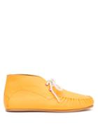 Loewe - Lace-up Leather Moccasin Boots - Mens - Orange