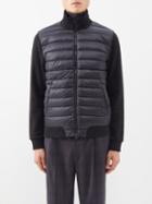Herno - Contrast-sleeve Cotton-jersey Down Jacket - Mens - Black