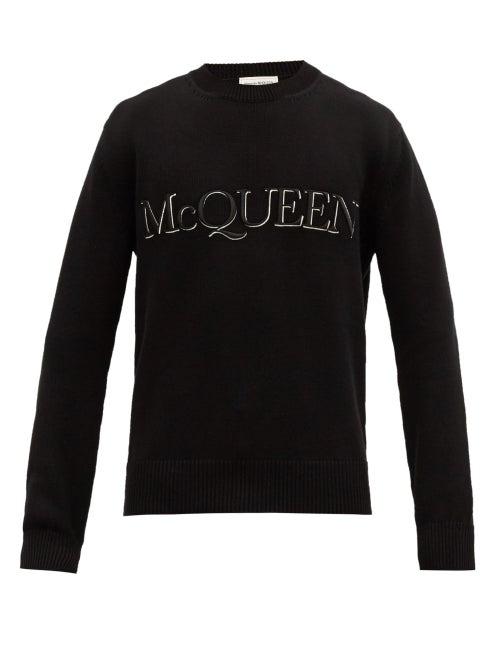 Matchesfashion.com Alexander Mcqueen - Crew-neck Logo-embroidered Sweater - Mens - Black White