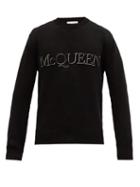 Matchesfashion.com Alexander Mcqueen - Crew-neck Logo-embroidered Sweater - Mens - Black White