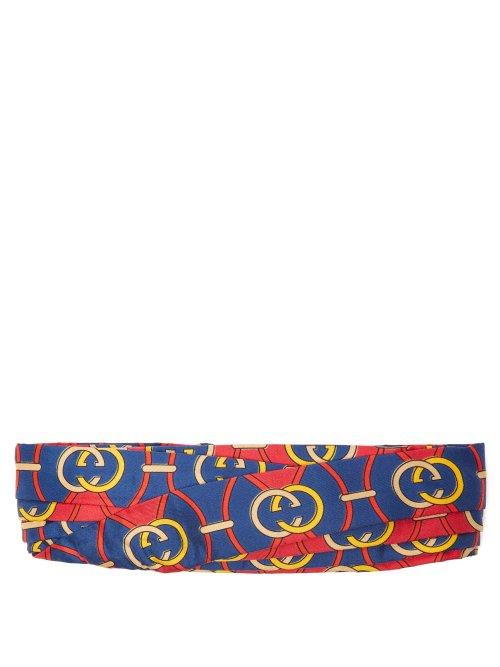 Matchesfashion.com Gucci - Gg Logo Print Silk Headband - Womens - Red