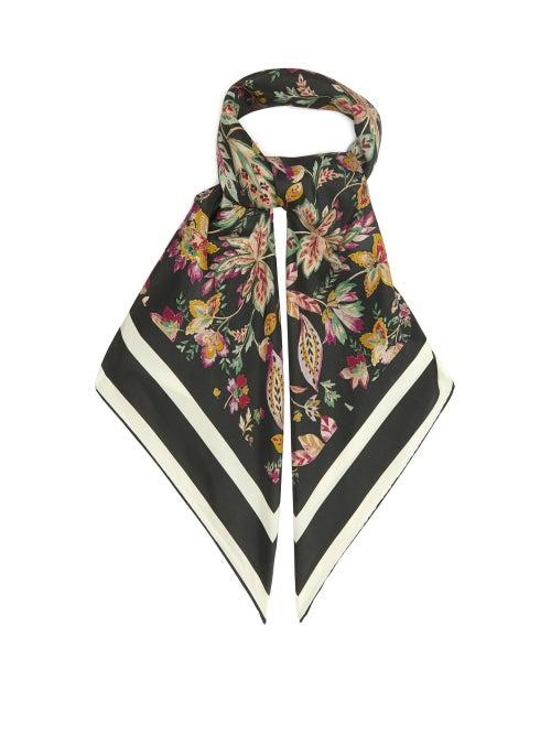 Isabel Marant - Scarfili Floral-print Silk-twill Scarf - Womens - Black Multi