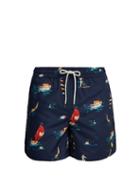 Matchesfashion.com Polo Ralph Lauren - Nautical Print Swim Shorts - Mens - Navy Multi
