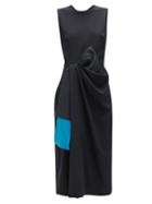 Matchesfashion.com Roksanda - Carina Bow-waist Cady Midi Dress - Womens - Navy Multi