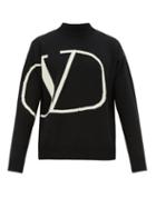Matchesfashion.com Valentino - V Logo Intarsia Wool Sweater - Mens - Black