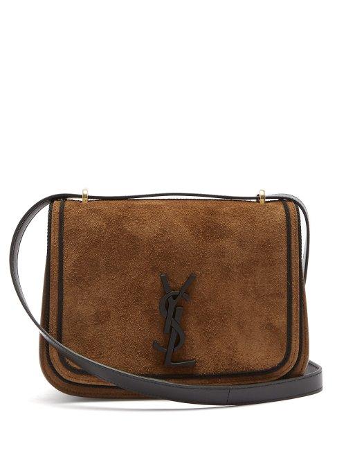 Matchesfashion.com Saint Laurent - Spontini Suede Satchel Cross Body Bag - Womens - Black Tan