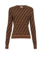 Matchesfashion.com Fendi - Ff Jacquard Knitted Top - Womens - Brown Multi