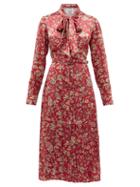Matchesfashion.com Evi Grintela - Gilda Floral Print Silk Satin Midi Dress - Womens - Pink Print