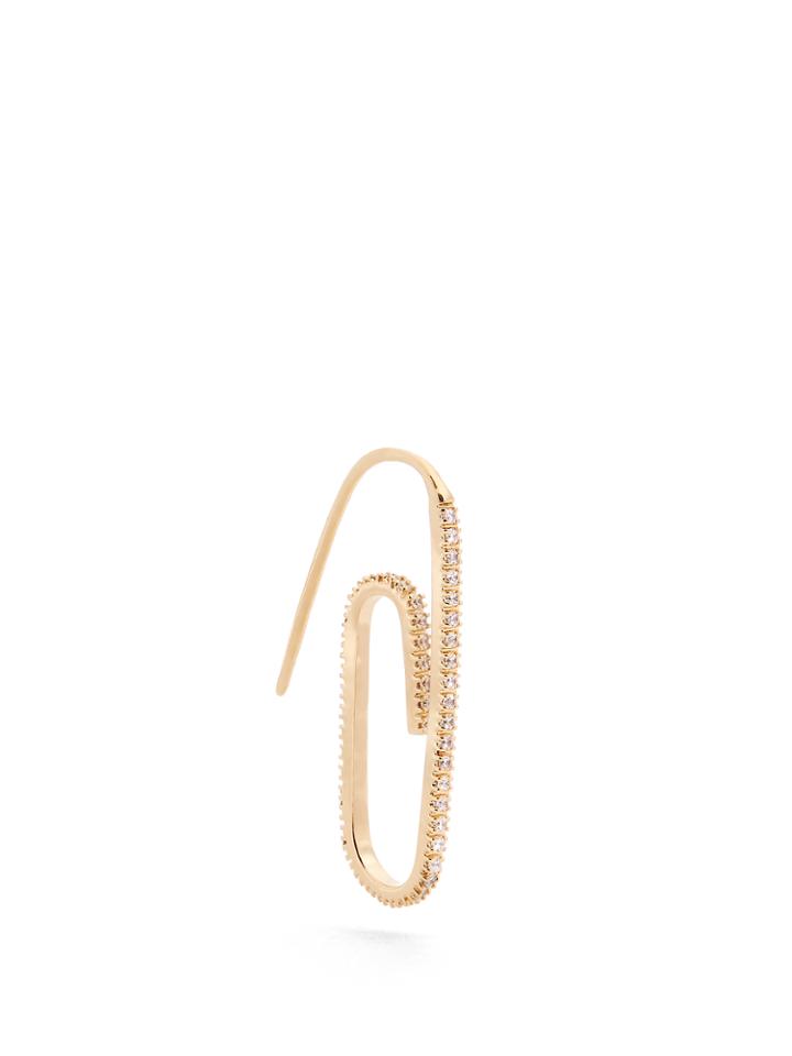Hillier Bartley Embellished Gold-plated Paper-clip Earring