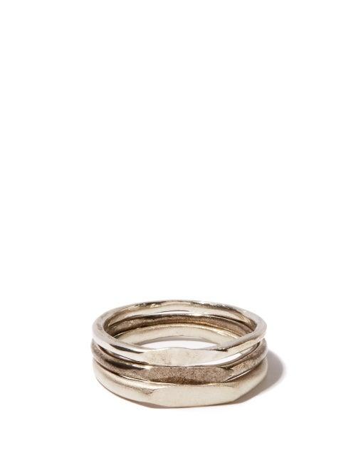 Matchesfashion.com Pearls Before Swine - Spliced Set Of Three Sterling-silver Rings - Mens - Silver