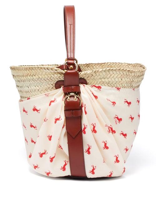Matchesfashion.com Chlo - Panier Medium Raffia Basket Bag - Womens - White Multi