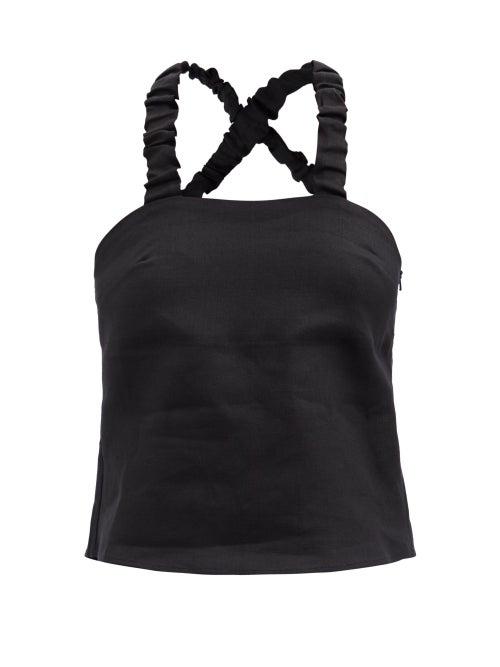 Matchesfashion.com Belize - Claire Cross-back Linen Top - Womens - Black