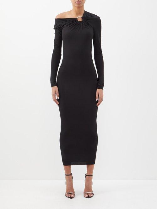 Alexandre Vauthier - One-shoulder Jersey Midi Dress - Womens - Black