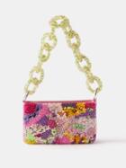 Germanier - Chain-strap Beaded Canvas Shoulder Bag - Womens - Pink Multi