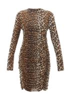 Matchesfashion.com Ganni - Ruched Leopard-print Mesh Dress - Womens - Leopard