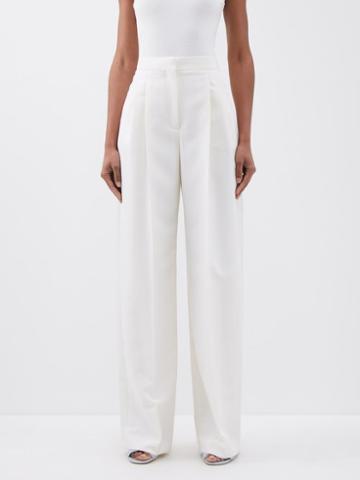 Alexander Mcqueen - Pleated Grain De Poudre Tailored Trousers - Womens - Ivory