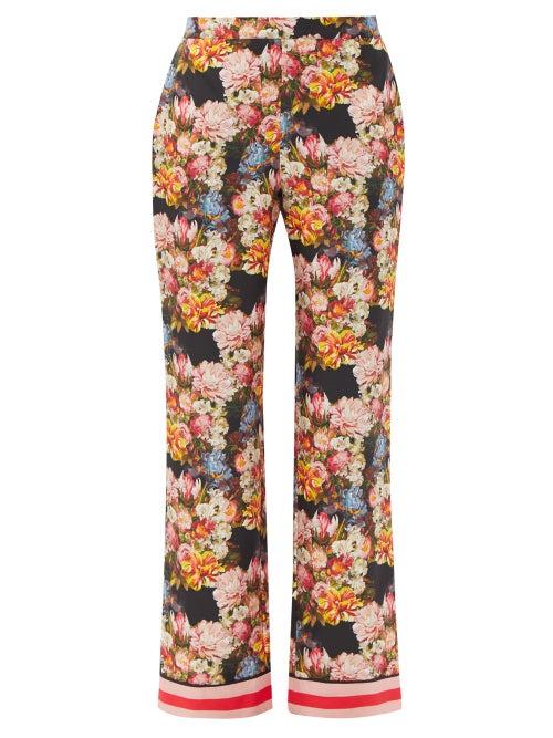Matchesfashion.com Borgo De Nor - Eden High-rise Floral-print Silk Trousers - Womens - Black Multi