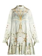 Matchesfashion.com Alexander Mcqueen - Butterfly Print Silk Mini Dress - Womens - V626