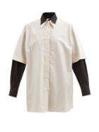 Mm6 Maison Margiela - Layered Striped Cotton-poplin Shirt - Womens - White Black