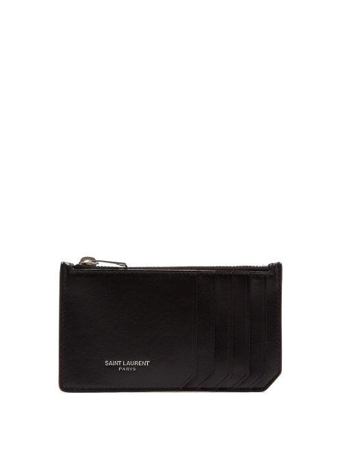 Matchesfashion.com Saint Laurent - Zipped Leather Cardholder - Mens - Black
