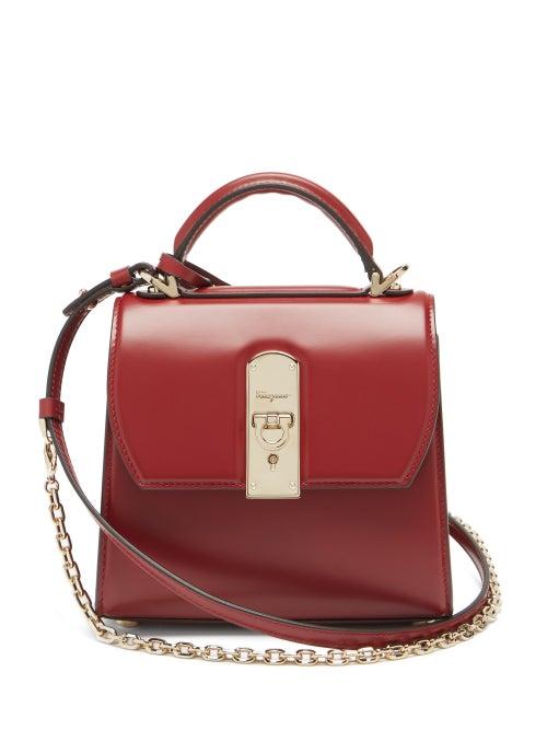Matchesfashion.com Salvatore Ferragamo - Boxyz Small Leather Box Bag - Womens - Dark Red