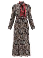Matchesfashion.com Zimmermann - Ladybeetle Pleated Floral-print Georgette Dress - Womens - Black Multi