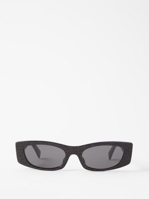 Celine Eyewear - Animation Story Crystal-embellished Sunglasses - Womens - Black