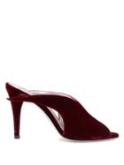 Matchesfashion.com Givenchy - Winged Peep Toe Velvet Mules - Womens - Burgundy