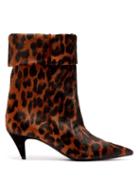 Matchesfashion.com Saint Laurent - Charlotte Leopard Print Calf Hair Ankle Boots - Womens - Leopard