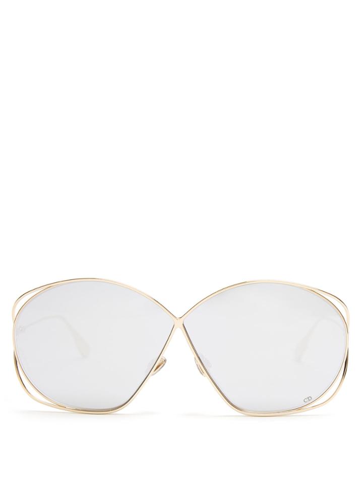 Dior Eyewear Stellaire2 Oversized Metal Sunglasses