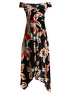 Peter Pilotto Floral-print Off-the-shoulder Velvet Dress