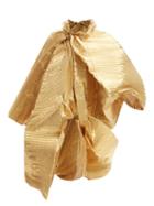 Junya Watanabe - Pleated Taffeta Mini Dress - Womens - Gold
