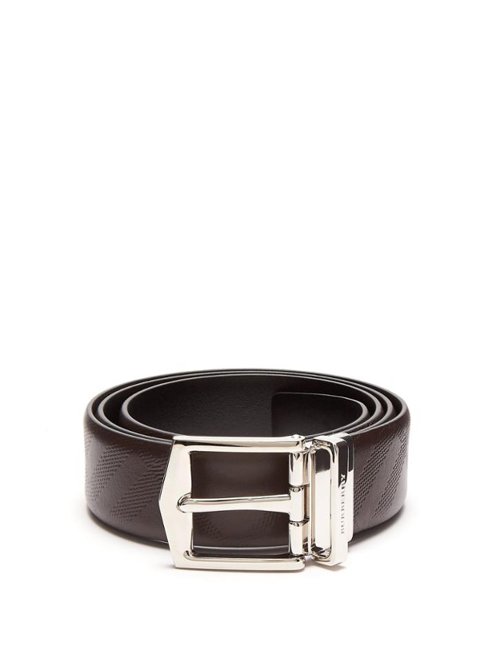 Burberry Embossed Reversible Leather Belt