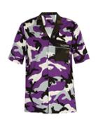Matchesfashion.com Valentino - Camouflage Print Cotton Shirt - Mens - Purple