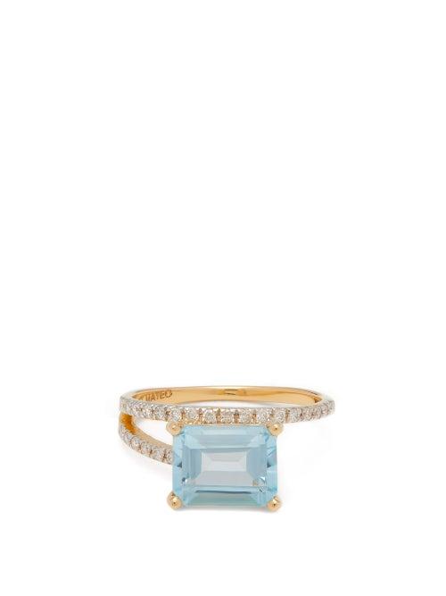Matchesfashion.com Mateo - Point Of Focus Diamond, Topaz & 14kt Gold Ring - Womens - Blue