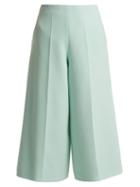 Matchesfashion.com Delpozo - Cropped Wide Leg Wool Trousers - Womens - Light Blue