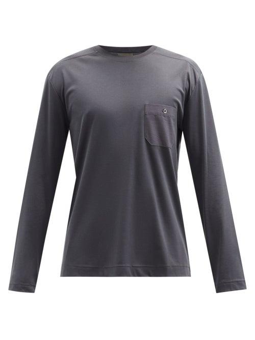 Matchesfashion.com Zimmerli - Cotton-blend Jersey Long-sleeved T-shirt - Mens - Dark Grey
