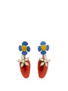 Matchesfashion.com Saint Laurent - Resin Flower Clip Earrings - Womens - Red Multi