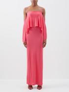 Tom Ford - Ruffle-panel Jersey Maxi Dress - Womens - Pink