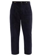 Matchesfashion.com Loewe - Cropped Straight-leg Cotton-corduroy Trousers - Mens - Navy