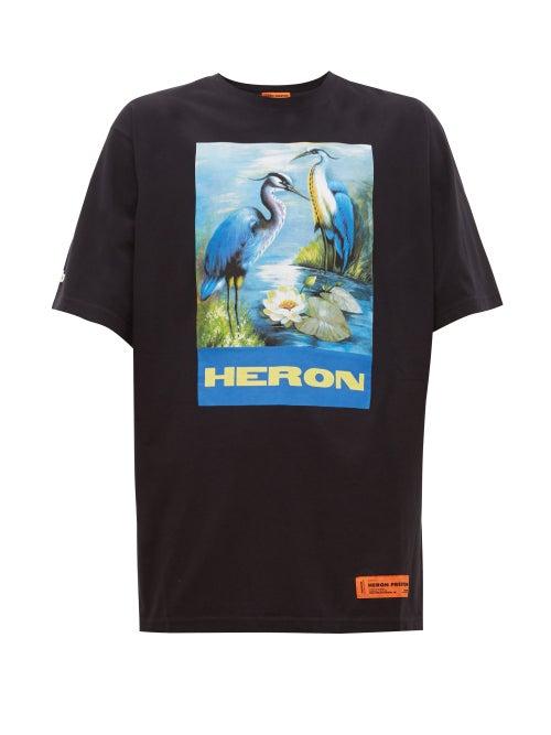 Matchesfashion.com Heron Preston - Heron Logo Print Cotton T Shirt - Mens - Black Multi
