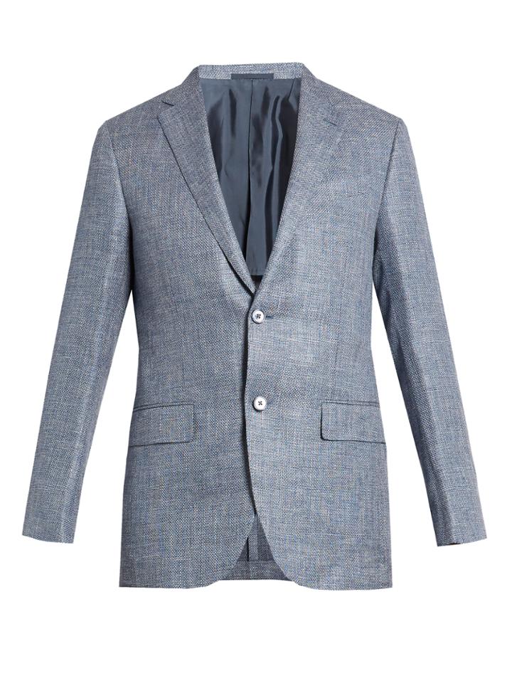 Ermenegildo Zegna Single-breasted Basketweave-wool Blazer