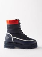 Fendi - Logo-jacquard Leather Ankle Boots - Womens - Navy Multi