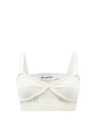 Self-portrait - Knitted Cropped Top - Womens - Ivory