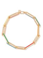 Lauren Rubinski - Diamond, Enamel & 14kt Gold Link-chain Necklace - Womens - Yellow Multi