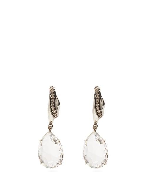 Matchesfashion.com Alexander Mcqueen - Crystal Drop Pav Earrings - Womens - Crystal